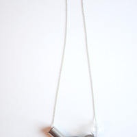 Grey Glass Wood Metal Necklace NL0974 - Thumbnail 3