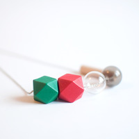 Green Red Glass Necklace NL0977 - Thumbnail 2