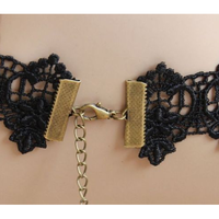 FREE SHIP - Black Lace Evening Party Heart Bib Gothic Lace Fibre Necklace - Thumbnail 1