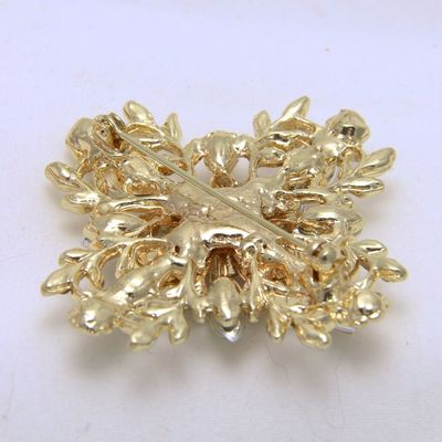 Vintage style crystal rhinestone wedding bridal bride cross goldbrooch pin