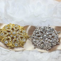 Vintage Style Gold/Silver Crystal Rhinestone Wedding Bridal Bride Brooch Pin - Thumbnail 1