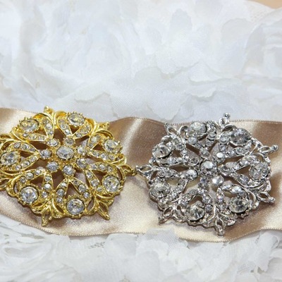 Vintage style gold/silver crystal rhinestone wedding bridal bride brooch pin