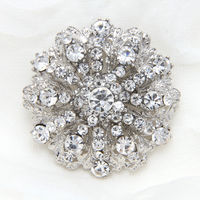 Crystal Rhinestone Bridal Wedding Round Cake Jewelry Belt Buckle Brooch Pin - Thumbnail 1