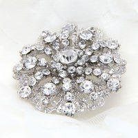 Crystal Rhinestone Bridal Wedding Round Cake Jewelry Belt Buckle Brooch Pin - Thumbnail 2