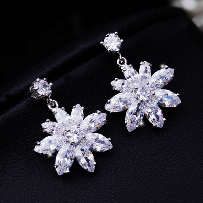 Free ship - wedding bridal drop teardrop rhinestone crystal stud earrings - Thumbnail 5