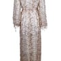 Gold Sparkle Sequined Fringed V-Neck Maxi Dress-2