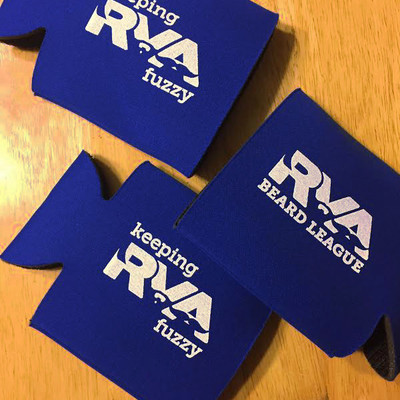 Cobalt/white rva beard league koozie