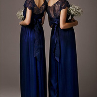 short sleeve lace bridesmaid dresses, navy bridesmaid dresses, custom bridesmaid dresses, modest bridesmaid dress, cheap bridesmaid dresses, 146520 - Thumbnail 1