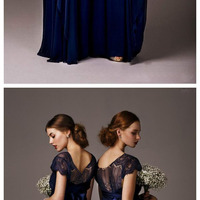 short sleeve lace bridesmaid dresses, navy bridesmaid dresses, custom bridesmaid dresses, modest bridesmaid dress, cheap bridesmaid dresses, 146520 - Thumbnail 2