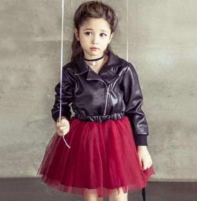 Faux Leather Tulle Dress