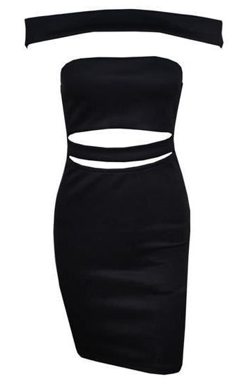 Black Strapped Up Bandage Dress
