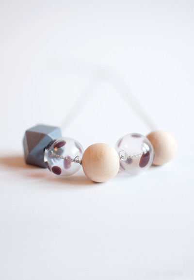 Grey Beads Glass Necklace NL0947