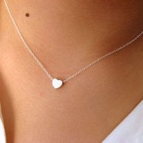 Dainty Heart Necklace in silver or gold - Thumbnail 3