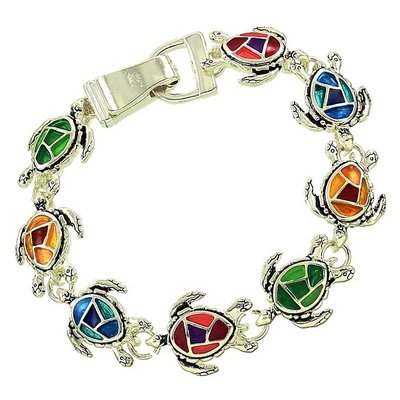 Multi-color Turtle Tortoise-Magnetic Clasp Charm-Bracelet-Womens