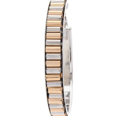 Mixed metal row hoop earrings