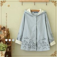 Sweet Japanese Style girls Coat hand in hand Printing Hooded kawaii dust coat - Thumbnail 2