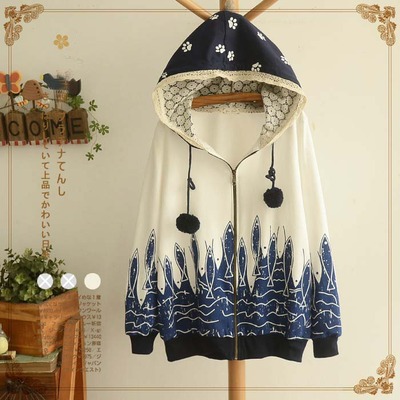 Autumn Cute Fish Hooded Coat