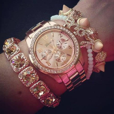 Rose Gold Crystal Watch