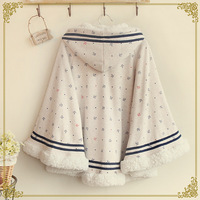 Christmas Anchor fur cloak Hooded Coat - Thumbnail 3