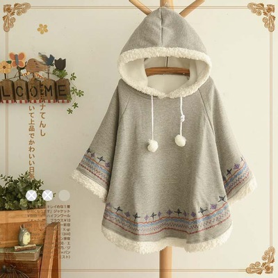 Harajuku girls velvet cloak hooded coat