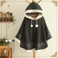 Harajuku Girls velvet cloak hooded coat - Thumbnail 1