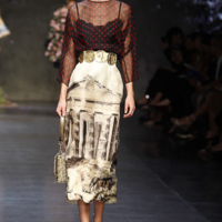 RED BLACK DOT CASTLE PRINTED LONG SLEEVED SHIRT SKIRT SUIT DRESS - Thumbnail 2