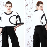 YEN BLACK AND WHITE BRUSHED T SHIRT B2010 - Thumbnail 1