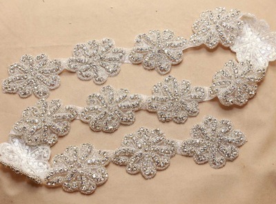 1 yard Rhinestone Crystal Dress Sash Iron/Sew on Applique Trim