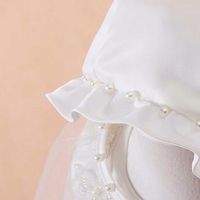 Baby Girl Cream White Party Embroidery Lace Pearl Dress With Outwear and Hat 6M - Thumbnail 4