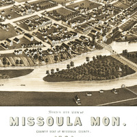 Missoula, Montana in 1884 - Bird's Eye View Map, Aerial, Panorama, Vintage, Antique, Reproduction, Giclée, Fine Art, Wall Art, History - Thumbnail 1