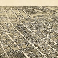 Winston-Salem, North Carolina in 1891 - Bird's Eye View, Aerial, Panorama, Vintage, Antique, Giclée, Framable, Fine Art, Wall Art, History - Thumbnail 4