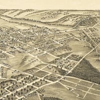 Winston-Salem, North Carolina in 1891 - Bird's Eye View, Aerial, Panorama, Vintage, Antique, Giclée, Framable, Fine Art, Wall Art, History - Thumbnail 1