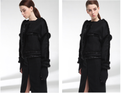 YEN BLACK FUR STICHED WOOLLEN JACKET E006