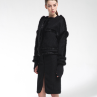 YEN BLACK FUR STICHED WOOLLEN JACKET E006 - Thumbnail 2