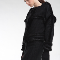 YEN BLACK FUR STICHED WOOLLEN JACKET E006 - Thumbnail 4