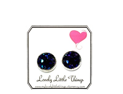 10mm Midnight Studs with Silver Setting