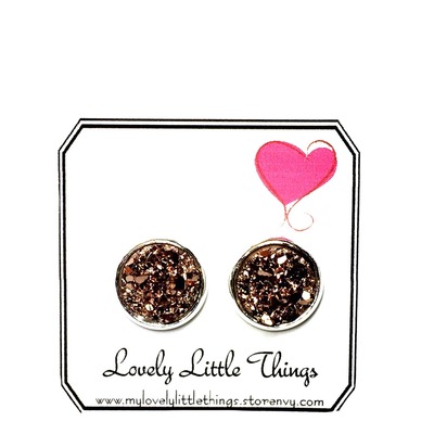 10mm rose gold studs with silver setting