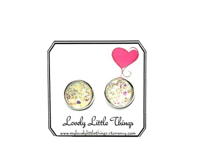 10mm Clear Iridescent Studs with Silver Setting