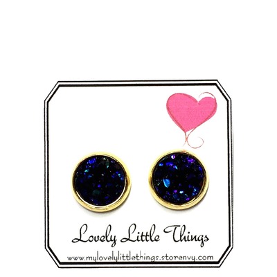 10mm midnight studs with gold setting