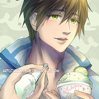 FREE! Iwatobi swim club Sexy Ice cream postcard series small print Haruka nanase Rin Matsuoka makoto tachibana - Thumbnail 2