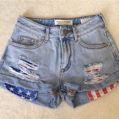 American flag detailed high waisted shorts