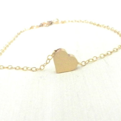 Tiny heart bracelet in gold, tiny love  
