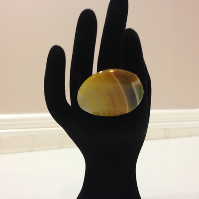 Yellow jasper cocktail ring