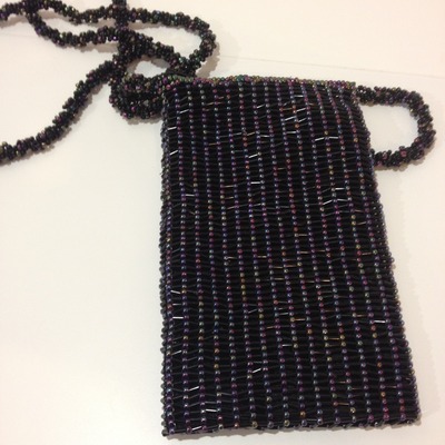 Black hand beaded handbag 