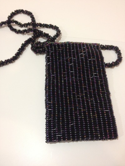 Black hand beaded handbag 
