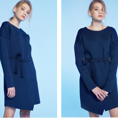 Yen asymmetric fall winter casual dress e033