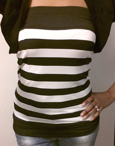 Seamless Striped Tube Top - Black and White
