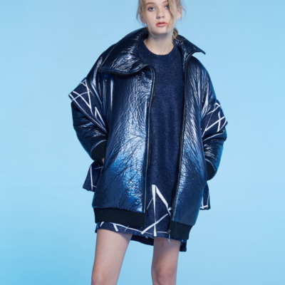 Yen purple blue turtleneck embroidered stylish winter coat e041 - Thumbnail 5