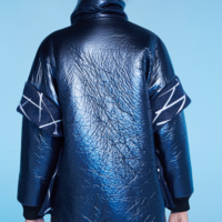 YEN PURPLE BLUE TURTLENECK EMBROIDERED STYLISH WINTER COAT E041 - Thumbnail 4