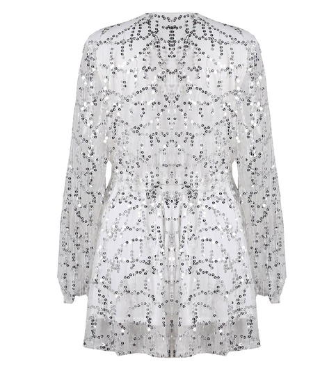 Gold Sequined Fringed V-Neck Playsuit